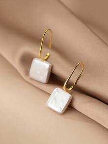 1 Đôi bông tai acrylic hình vuông hình học bằng bạc S925 thanh lịch, món quà trang sức tối giản trang nhã, phù hợp để đeo hàng ngày. - #1 - Xem 1