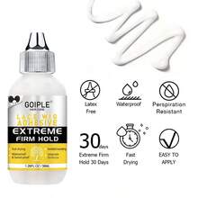 Goiple Waterproof Lace Glue Kit Wig Lace Bond Melting Spray Extra Hold For Lace Front Glueless Adhesive, Includes Lace Melting And Holding Spray, Wig Glue, Adhesive Remover, Rat Tail Comb, Teasing Brush, Double Sided Brush, Eyebrow Trimmer, Elastic Hair Band, 4PCS HD Wig Caps - 100ml - 查看 5