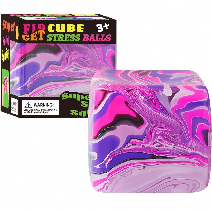 Fidget Toys Squishy Stress Cube, Stress Balls For Kids Adults Squishies Stress Relief, Ice Squishy Cube Sugar Balls, Sensory Toys For Kids With Autism, Fidgets For Classroom Prize Toys (Pink) - 粉色 - 查看 1