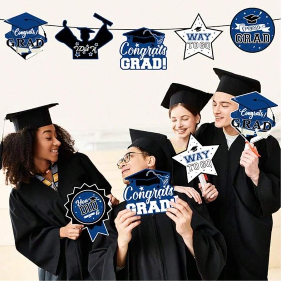 12pcs 2026 Graduation Team Decorations, Graduation Table Centerpieces, 2026 Graduation Congratulations Team Centerpiece Sticks, Graduation Party Supplies, Party Table Centerpiece - View 1