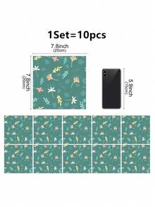 10Pcs 3.9/5.9/7.8/11.8 Inch Square Floral Print Peel And Stick Wallpaper Self-Adhesive Removable PVC Wall Stickers With Thickened Crystal Film Waterproof Stain Resistant Easy Clean For Kitchen Bedroom Bathroom Living Room Rental Home Decor - Fresh Floral Peel & Stick Wall Tile - View 19