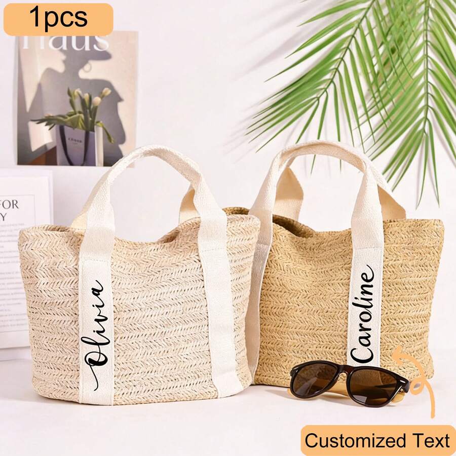 Túi đi biển đan bằng rơm theo yêu cầu, Túi phù dâu, Túi dự tiệc cưới, Quà cưới, Túi đi biển, Túi dự tiệc độc thân, Túi cầu hôn phù dâu, Túi xách tay, Túi nữ, Túi theo yêu cầu, Túi, Túi nữ theo yêu cầu