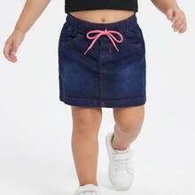 Young Girls Denim Skirts - 水鴨藍 - 查看 5