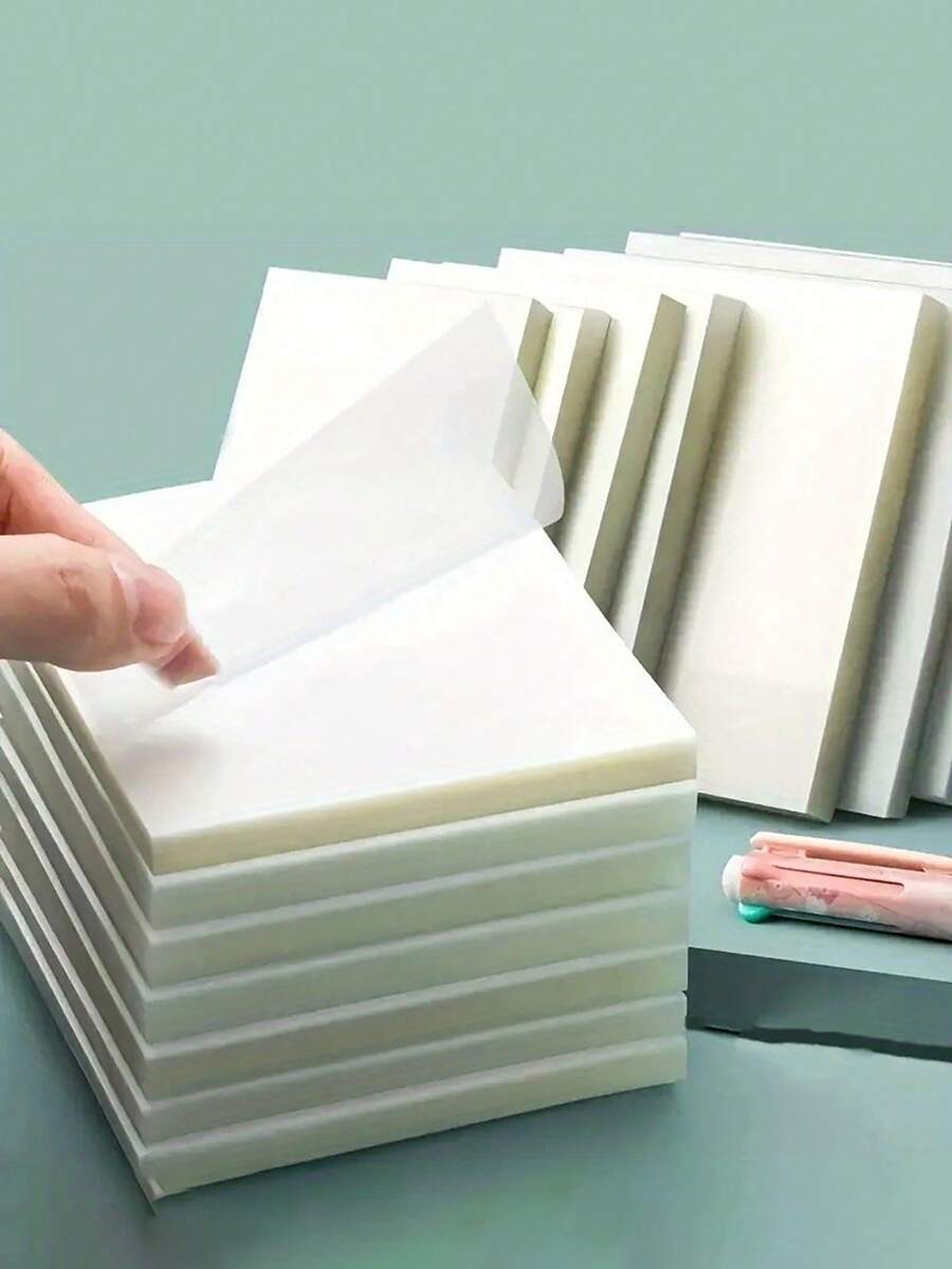 4pcs/200pcs Transparent Memo Sticky Notes, Student Notebook Sticky Notes, Bookmarks, Minimalist Transparent Sticky Notes, Ins Style Reusable Sticky Notes - one-size - View 1