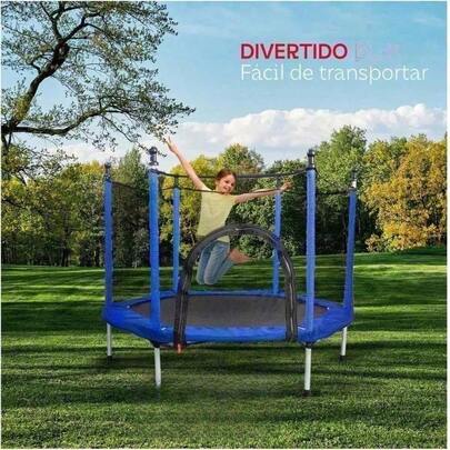 Trampolín infantil con red de , brincolín para niños, interior y exterior, postes acolchados, 2 colores