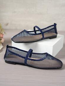 Giày lười lưới rỗng cho nữ, giày búp bê thời trang, thoải mái, nhẹ nhàng, phù hợp cho đi lại hàng ngày, giày lười thoáng khí mùa hè, quà tặng Ngày của Mẹ. - Màu xanh đậm - Xem 6
