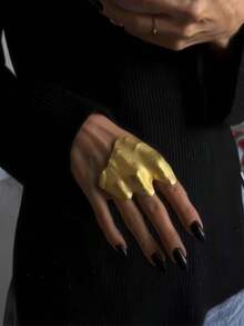 Asymmetrical Pleated Knuckle Ring, Unique Sophisticated Jewelry Accessory With Minimalist Chic Vibe - Wrinkled Joint Ring - View 7