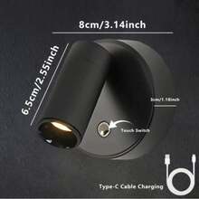 1 buah/2 buah Lampu Malam Putar, Lampu Dinding, Bertenaga USB, Baterai Isi Ulang, Lampu Baca LED Magnetik, Suhu Warna & Kecerahan Dapat Diatur dengan Sentuhan, Cocok untuk Kamar Tidur, Lemari, Ruang Tamu, Meja, Dekorasi Bar, Ulang Tahun, Natal, Hadiah Sempurna - Peredupan tanpa langkah tiga warna - View 5