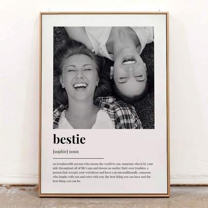 One Custom Canvas Wall Mural, Personalized Frameless Poster, Personalized Bestie Photo Canvas Painting, Personalized Best Friend Definition Print, Wall Art Print, Best Friend Print, Definition Print, Birthday Gift, Custom Photo Gift, Photo Custom Gift, Birthday Gift, Custom Gift With Photo, Photo Custom Canvas Painting