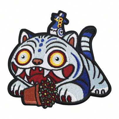 1pc Iron-On Embroidered Patch, Cute Animal Cloth Sticker, Suitable For Clothes, Shoes, Hats, Backpacks DIY Decoration