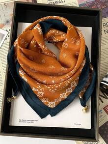 1条优雅磁扣围巾，人字纹佩斯利印花面料，宽松保暖围脖 - 彩色 - 查看 9