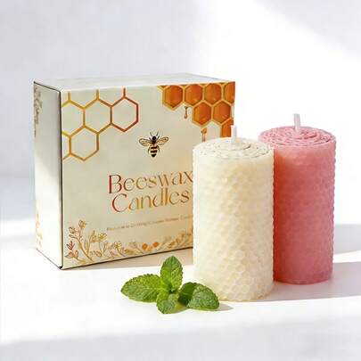 Assorted Height Beeswax Candle Set - Handmade Molded Honeycomb Pillar Candles, Suitable For Home Decor, Creating Party Atmosphere, Ideal Housewarming Gift Or Souvenir Set, Also Suitable For Mother's Day And Cherry Blossom Season Gifting.