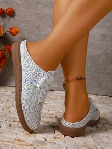 Women's Fashion Slip-On Shoes, Solid Color Sports Lace-Up Metal Eyelet Casual Flat Loafers For Daily Wear,Trainers Women - Multicolor - View 6