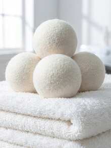 3pcs Solid Laundry Ball, Premium Natural Wool Dryer Balls - Replace Dryer Sheets & Fabric Softener - Laundry Balls For Dryer Dryer Sheets Clothes Anti-Static Laundry Wool Drying Balls, Reusable Softener, Wool Drying Balls, Washing Machine Accessories - White - View 4
