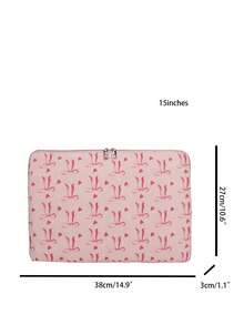 1件装纯色简约奢华多尺寸笔记本电脑/平板电脑便携包，笔记本电脑内胆包，11英寸/13英寸/15英寸电脑包，蝴蝶结印花面料，男女通用休闲款，适用于笔记本电脑、平板电脑、惠普电脑，适合女孩、青少年、男孩、大学生，9-15英寸平板电脑手提包，适用于iPad Air 4/5/Pro，保护套，防震内胆包 - 粉色 - 查看 13