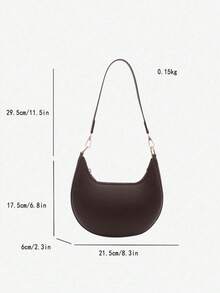 Coffee Brown Crescent Shaped Pu Leather Shoulder Handbag, Simple & Stylish, Shoulder Bag, Moon Bag,Carteras Para Mujer,Tote Bags For Women - 彩色 - 查看 11