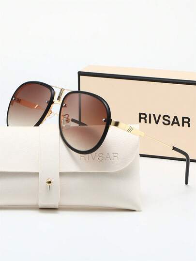 Rivsar 时尚女士太阳镜，女士圆形金属拼接渐变太阳镜，TAC材质，轻盈耐用，佩戴舒适，优雅复古简约百搭时尚镜框，适合驾驶、户外活动、旅行、派对、摄影、休闲、海滩、音乐节、徒步、度假、高尔夫、远足、钓鱼、运动、街头风格等场合，男女皆宜，适合日常及特殊场合，优雅配饰，生日、情人节、夏季、婚礼、开斋节、教师节、返校季、世界杯等节日礼物，高端品牌精品礼盒套装，理想的男女礼物、节日礼物、夏季套装。