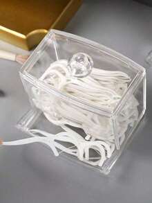 Hộp đựng bông tẩy trang bằng acrylic, hộp đựng tăm xỉa răng, hộp đựng đồ trang điểm để bàn. - Trong sáng - Xem 7