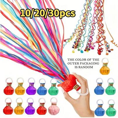 10/20/30片彩色纸屑手持派对彩带，多色版（粉色/蓝色/绿色/黄色/橙色/红色），色彩鲜艳，无声互动——非常适合生日、婚礼、庆典等各种场合！使用这些时尚的装饰配件，为任何活动增添乐趣，轻松营造节日氛围 | 节日设计