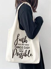 1个大容量帆布圣经手提包，“faith Possible”字母印花单肩包，女士休闲手提包，便携多功能购物袋，日常礼物，便携休闲收纳手提包，多功能购物袋，旅行简易收纳包，大容量旅行化妆包，全新设计，大容量，是购物的理想之选，适合婚礼、生日、海滩、假期、返校等场合。 - 彩色 - 查看 14