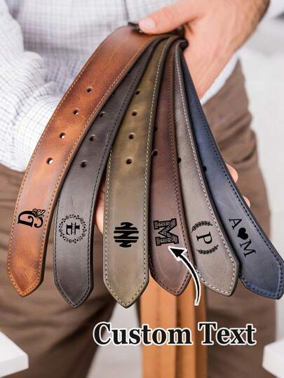 1pc Engraved Leather Belt, Retro Personalized Men's Belt, Handmade Custom Belt, Gift For Boyfriend, Valentine's Day Gift For Him, Funny Men's Gift, Valentine's Day Gift, Custom Engraved Belt (For Husband), Personalized Belt, Valentine's Day Gift, Anniversary Gift