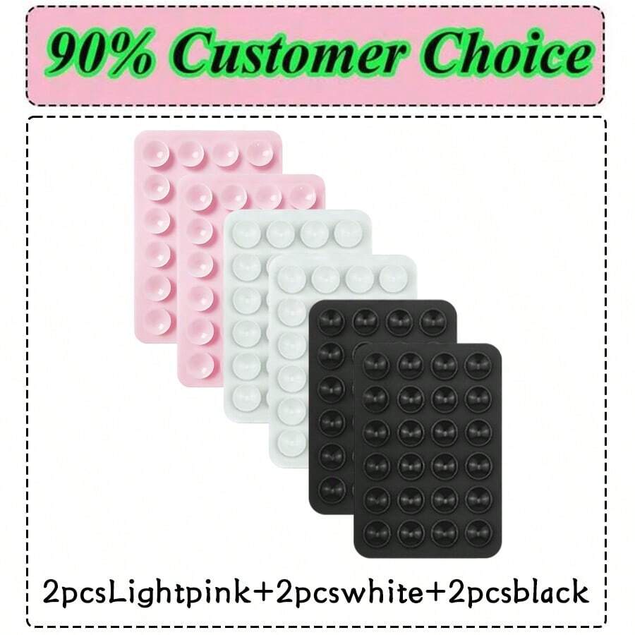 6pcs/24pcs Single-Sided Silicone Suction Cup Stickers, Portable Movable Phone Holder Stand, Square Universal Phone Suction Cup With Super Sticky Silicone Non-Slip, Finger Grip For Selfie And Video, Multifunctional Phone Accessories Fit All Models