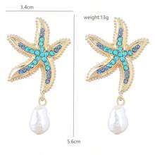 1 đôi bông tai mặt dây chuyền pha lê và ngọc trai - Nhiều màu - Xem 4