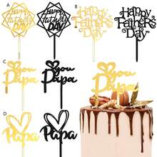 3pcs/1pc Gold & Black Acrylic "Papá" Happy Father's Day Cake Topper, Suitable For Father's Day Birthday Theme Party DIY Cake Decorations - Multicolor - View 2