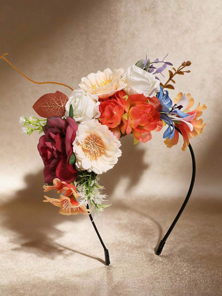 1 chiếc băng đô cài tóc hình hoa hồng 3D sống động như thật - Nhiều màu - Xem 1