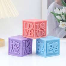 Zhonghui Mold 爱心立方体蜡烛模具，硅胶模具 3D 爱心字母 HOME，肥皂树脂石膏模具 DIY 手工蜡烛制作材料礼品模具 - 愛 - 查看 8