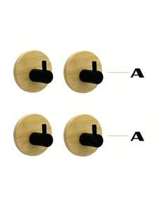 Mini Wall Hook With Wooden Bamboo Base, Black Self-Adhesive Wall Towel Hook For Home Decor, Apartment Essential For Bathroom Kitchen Home, Decorative Heavy Duty Practical Hook, L-Shaped, Bathroom And Bedroom Accessories, Wall Art Bag And Key Rack - Multicolor - View 13