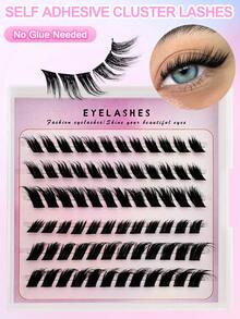 72 pièces de faux cils en vison à effet C-Curl auto-adhésifs, extension de cils DIY, sans colle ni démaquillant nécessaire, faux cils individuels réutilisables, sans résidu collant, facile à appliquer à la maison - Noir - Voir 2