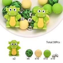 38pcs Funny Dinosaur Silicone Bead Set, Colorful 3D Dinosaur Animal Beads, DIY Creative Bracelets, Necklaces, Bag Charms, Keychains And Craft Decorations - Multicolor - View 11