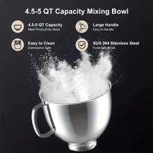 3-Piece Stainless Steel Kitchen Accessory Set - Splash-Proof Dark Mixing Bowl With Whisk, 5 Quart (1.24 Gallon) Compatible With Tilt-Head Stand Mixers, Ideal Gift For Home Bakers - 銀色 - 查看 9