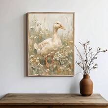 1pc Framed/Unframed Vintage Duck Wildflower Rustic Canvas Poster Farmhouse Animal Cottagecore Wall Art Print Entryway Hallway Decor Nursery Retro Painting For Apartment,Living Room,Bedroom,Modern Home Decoration - A - View 4