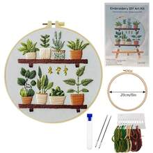 Bộ dụng cụ thêu hình chậu cây, bộ thêu thủ công DIY dành cho người mới bắt đầu bao gồm vải in sẵn, khung thêu, chỉ màu, kim và sách hướng dẫn, phù hợp cho người mới bắt đầu, lý tưởng để trang trí nhà cửa, các hoạt động tiệc tùng, quà tặng Giáng sinh, Ngày của Mẹ, Lễ Tạ ơn, quà tặng sáng tạo cho những người yêu thích thủ công. - thực vật - Xem 6