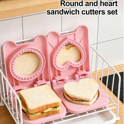 Girls' Hearts Pink Sandwich Die Round/Love-Shaped Biscuits Die Baking Convenient And Quick Die Breakfast Afternoon Tea Tools.