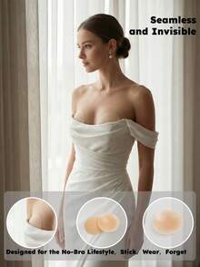 2个可重复使用的硅胶乳贴 - 隐形、无缝、花瓣形，适用于无肩带文胸 - 彩色 - 查看 1