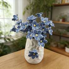 1p/6p Handmade Ceramic Flower, "Blue Love" Series, Washable, Easy To Clean, Reusable, Never Fading, Is The Perfect Gift Choice For Valentine's Day, Christmas, And Mother's Day, Used For Holiday Decoration, Interior Decoration, And Home Decoration - Blue - View 11