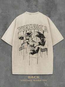 1PC Y2K Vintage Washed-Shirt |   Men's Graphic Tee |   YLA Dripping Skull Design Pattern |   Gifts Men Or Boyfriend |  % Cotton |   230Gsm Thickened Fabric |   Unisex 2ELC - Màu tím - Xem 6