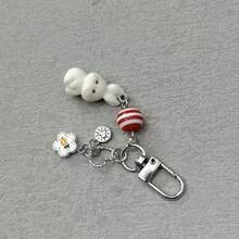 1pc Women's Flocked Cartoon Rabbit, Carrot, Flower Beaded Pendant Accessory, Cute Earphone/Bag Charm - Multicolor - View 4