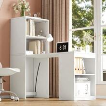 Multifunctional Folding Table Measuring 130x51x137cm That Combines A Desk And Cabinet In One Design, Four Storage Compartments For Efficient Organization, High Load Capacity, White Color. - 白色 - 查看 5
