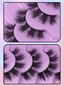 7 Pairs False Eyelashes 3D Mink Lashes Dramatic Volume Fluffy Wispy Handmade Reusable - Black - View 2