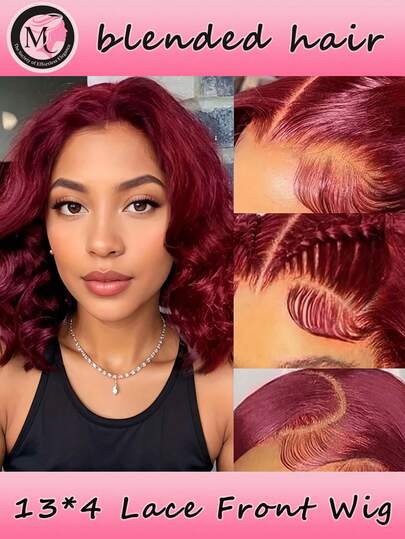 Chocolate Brown Wigs Human Blended Hair 13x4 Body Wave Lace Front Wigs Human Blended Hair 180 Density Colored #4 Transparent Lace Frontal Human Blended Hair Wigs 13x4 Body Wave Brown Wig Human Blended Hair For Women