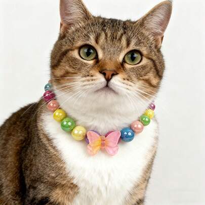 1 chiếc vòng cổ hạt cườm hình mèo và chó dễ thương, trang sức vòng cổ cho thú cưng