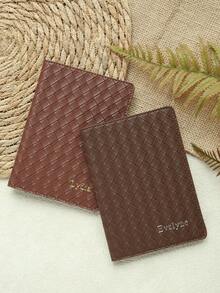 1pc Customized Name Rhombus Pattern Straw Woven Leather Passport Holder Travel Passport Cover Wallet Travel Document Organizer Protective Case Travel Gift For Women And Men Premium Passport Wallet - Multicolor - View 10