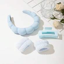 1pc Cloud Bubble Headband, Braided Sponge Hair Hoop For Women, High-End Towel Cloth Headband With Widened Fluffy Structure To Create Illusion Of Higher Hairline, Suitable For Daily Face Washing, Makeup, And Masking To Fix Flyaway Hair Travel Accessories Hair Band Diadema - Multicolor - View 4