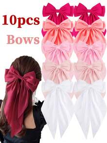 10 piezas Pinzas para el cabello con lazo, Pinzas para el cabello con lazo dulce, Accesorios para el cabello de niñas - Multicolor - Ver 1