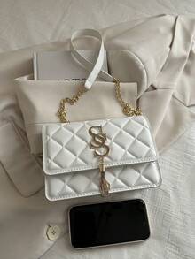 Women's Fashion Solid Color & Printed Wide Strap Tote Shoulder Bag - Beige - View 7