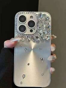 新款时尚高端CD极光图案水钻手工镶嵌钻PC全包防摔手机壳保护套，17系列 - 銀色 - 查看 1